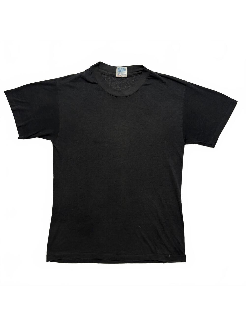 VTG 80's Hanes 50/50 Paper Thin Distressed Faded Blank T-Shirt Men's M Black